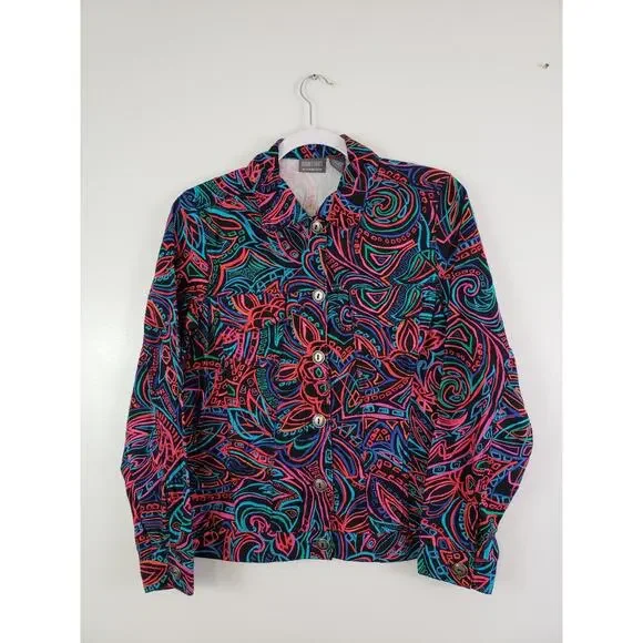 (JL) Additions by Chico's Women's Bomber Jacket Size 0 (S) Pockets Aztec Office - Picture 1 of 7